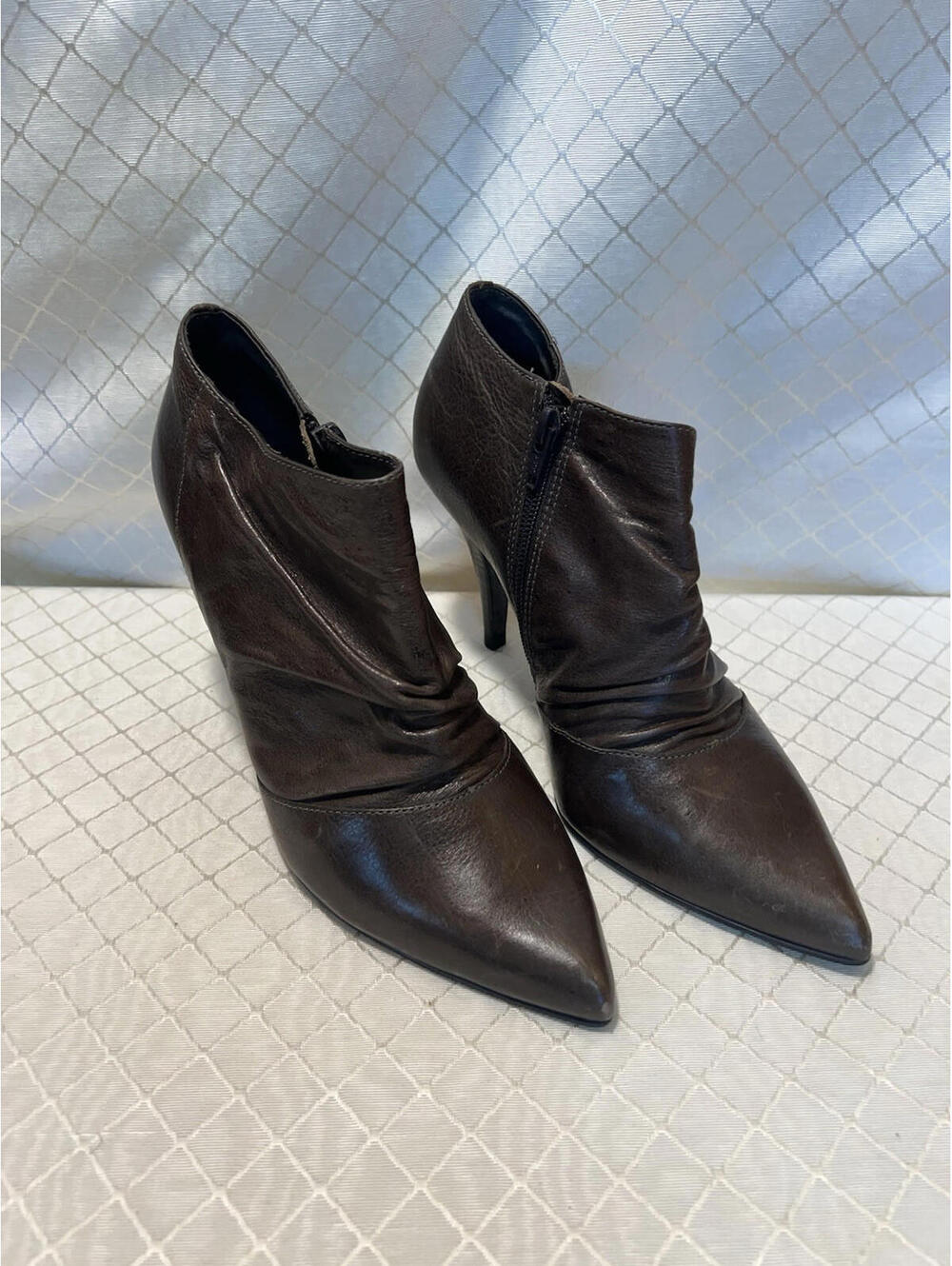 Aldo Chic Brown Leather Slouch Stiletto Ankle Boots EU38 US9